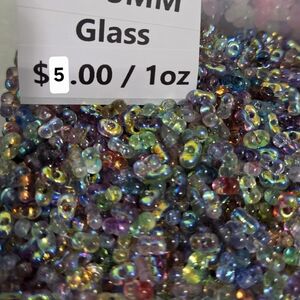 Iridescent Peanut Glass Beads 6 x 3mm Mix